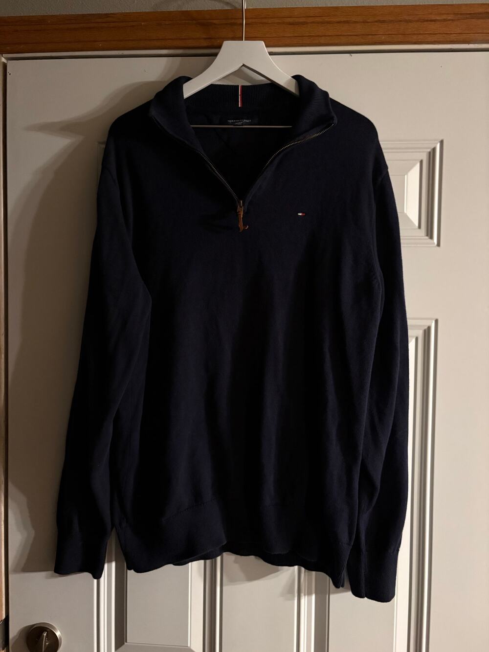 Tommy Hilfiger Navy Blue 1/4 Zip Pullover Mens Size XL